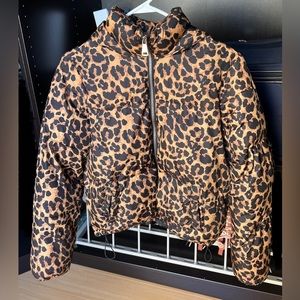Leopard Print Puffer Coat
